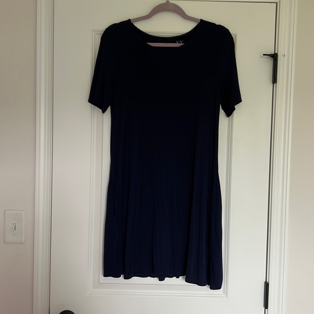 New York & Company Navy Blue Short Sleeve above the knee Dress (size S)